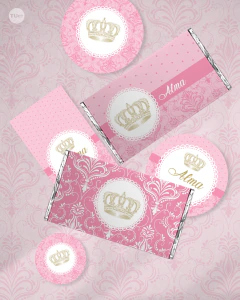 Kit imprimible coronita de reina rosa corona dorada crown tukit