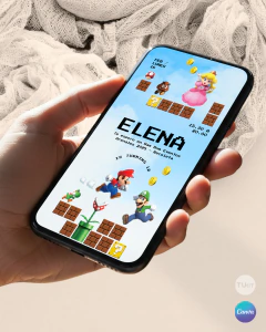 Invitacion el super mario texto editable canva tukit - comprar online