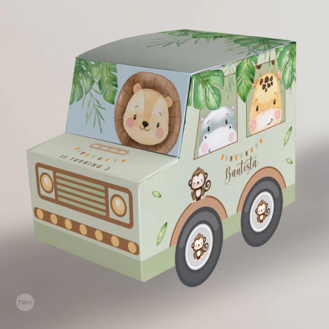 Camion imprimible animales de la selva acuarela tukit