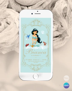 Invitacion princesa jazmin texto editable canva tukit - (copia) - TuKit