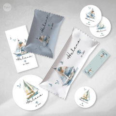 Kit imprimible barcos acuarela candy bar tukit