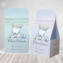 Cajita abierta decorativa golosinera imprimible felices pascuas conejito flores tukit - comprar online