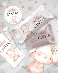 Kit imprimible animales de la granja cerdito chanchita flores rosas tukit