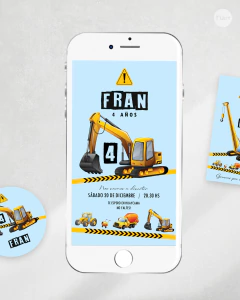 Imagen de Kit imprimible construccion excavadoras tractor tukit