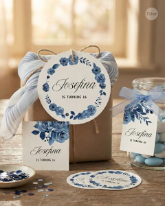 Mini kit imprimible flores azules tukit - comprar online