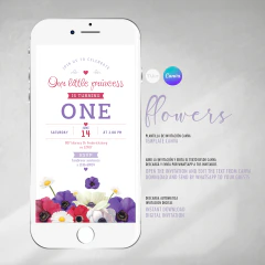 Invitacion flores amapolas, texto editable, flowers canva tukit - comprar online
