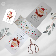Cajita abierta decorativa golosinera papa noel acuarela imprimible felices fiestas navidad tukit