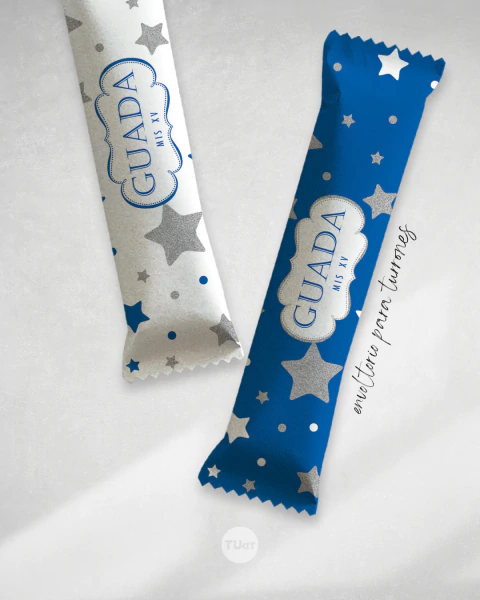 Kit imprimible estrellas glitter plata azul candy bar tukit - comprar online