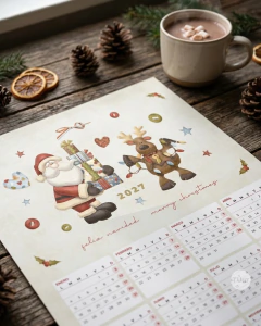 Almanaque imprimible, calendario navidad, merry christmas scrap