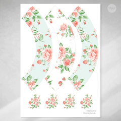 Kit imprimible flores verde salmon candy bar - TuKit
