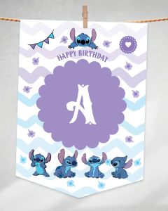Banderines imprimibles, banderín cumpleaños stich sticht abecedario tukit en internet