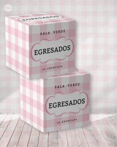 Kit Imprimible cuadrados textura vichy trama rosa egresados tukit - loja online