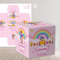Caja cubo imprimible, caja plim plim rosa, cumpleaños circo tukit - comprar online