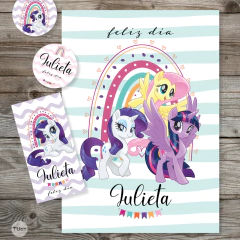 Kit imprimible my little pony pequeño pony rosa celeste lila tukit - tienda online