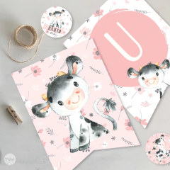 Kit imprimible cow vaca y flores tukit