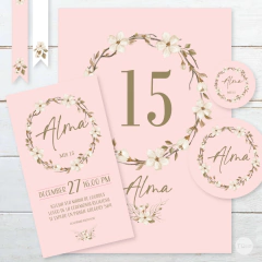 Kit imprimible rosa flores naturales tukit - TuKit