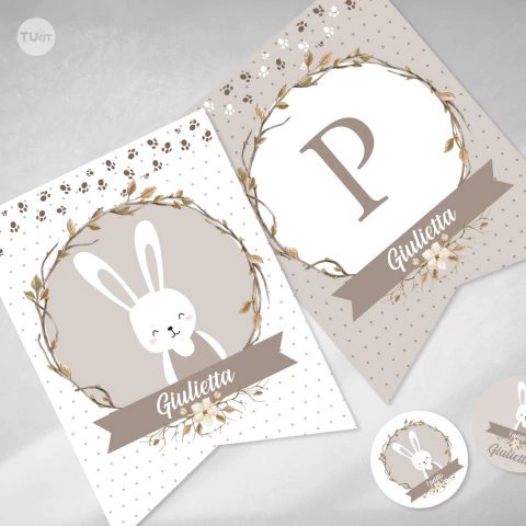 Kit imprimible conejo rabbit tonos marrones candy bar tukit