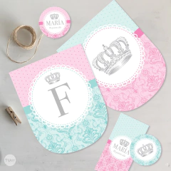 Kit imprimible coronita plata rosa tiffany tukit - tienda online