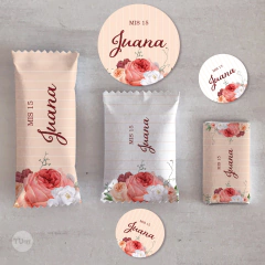kit imprimible rosas acuarela, rositas de colores, flowers party bundle, party supplies