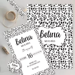 Kit imprimible animal print skin blanco negro tukit - comprar online