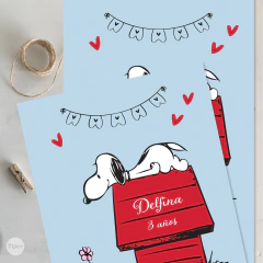 Kit imprimible snoopy celeste candy bar tukit - tienda online
