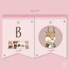 Kit imprimible animales del bosque acuarela rosa tukit - TuKit