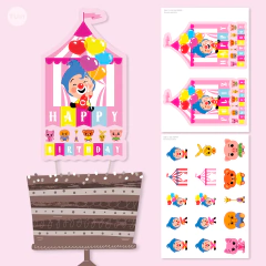 Cake topper adorno torta imprimible rosa plim plim globos tukit