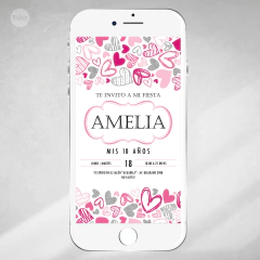 Kit imprimible corazones glitter rosa fuxia plata tukit - TuKit