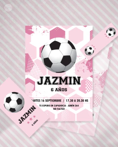 Imagen de Kit imprimible futbol pelota rosa candy bar tukit