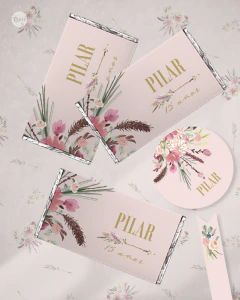 Kit imprimible flores boho acuarela tukit - comprar online