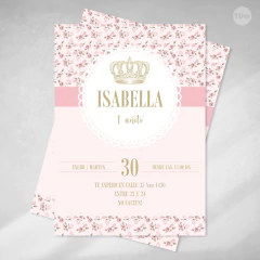 Kit imprimible flores rosas coronita dorada candy bar tukit - tienda online