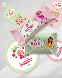 Kit imprimible frutillitas personajes cumpleaños candy bar tukit en internet