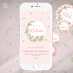 Kit imprimible margaritas flores fondo rosa tukit - TuKit