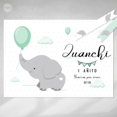 Kit imprimible elefante bebe gris verde candy bar tukit - TuKit