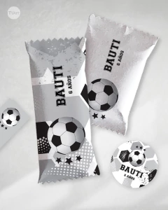 Kit imprimible futbol blanco y negro candy bar