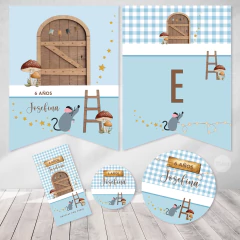 Kit imprimible animales de la selva acuarela celeste marron tukit - (copia) - online store