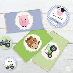 Kit imprimible animalitos de la granja verde azul tukit - online store