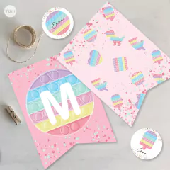 Kit imprimible popit pop it cumpleaños tukit