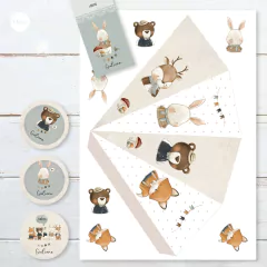 Imagen de Kit imprimible animales del bosque acuarela tukit