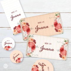Kit imprimible flores rositas colores tukit - tienda online