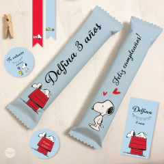 Imagen de Kit imprimible snoopy celeste candy bar tukit