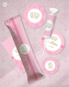 Kit imprimible coronita de reina rosa corona dorada crown tukit en internet