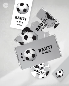 Imagen de Kit imprimible futbol blanco y negro candy bar