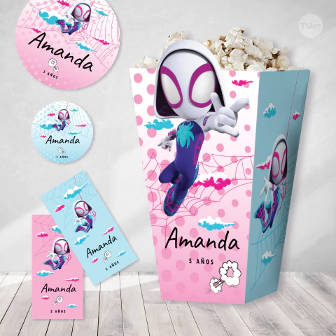 Kit imprimible spider ghost gwen superheroina tukit