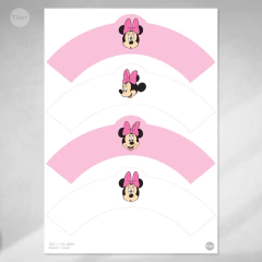 Imagen de Kit imprimible minnie rosa personaje cumpleaños candy bar tukit