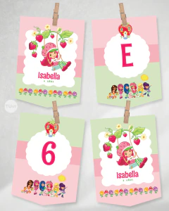 Kit imprimible frutillitas personajes cumpleaños candy bar tukit en internet