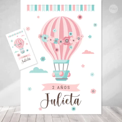 Imagen de Kit imprimible globos aerostaticos flores rosas tiffany cumpleaños tukit