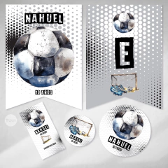 Kit imprimible futbol acuarela blanco negro tukit
