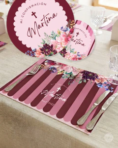 Kit imprimible de confirmación con rayas y flores tukit