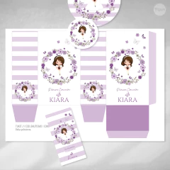 Kit imprimible bautismo comunión nena flores rayas tukit - buy online